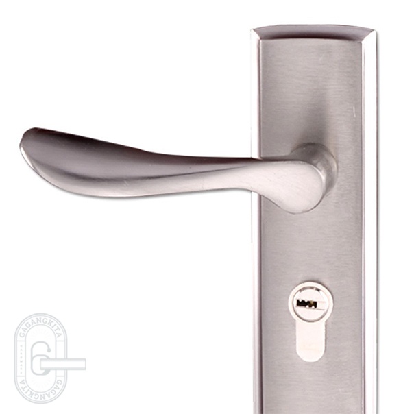 Gagang pintu body kunci 50mm 1 set siap pasang, silver premium anti karat elegan lock door