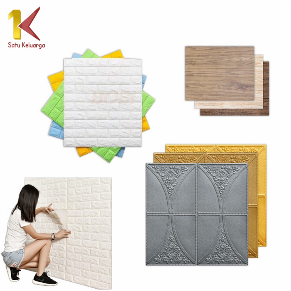 Satu Keluarga Dekorasi Dinding Kamar Rumah Murah C55-58 Wallpaper Dinding Foam-8