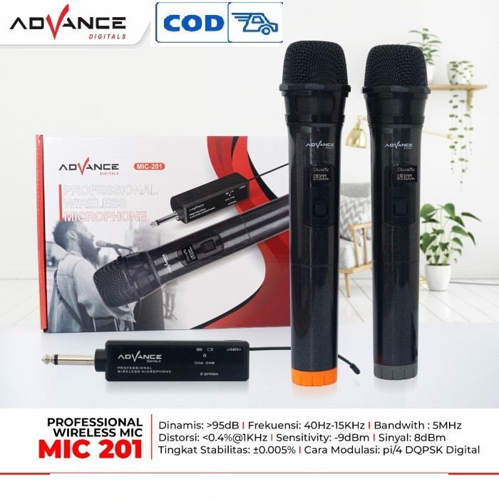 Advance MIC-201 Microphone Wireless Professsional Mic Karaoke Double Tanpa Kabel mic wireles 201