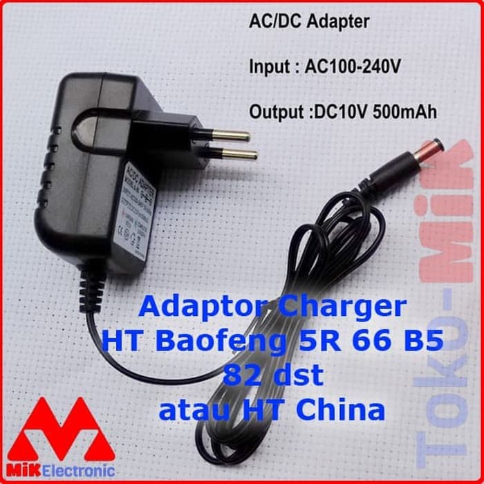 ADAPTOR CHARGER HT BAOFENG UV-5R UV5R/A/C/E UV-66 UV-82 UV-B5 GT-3