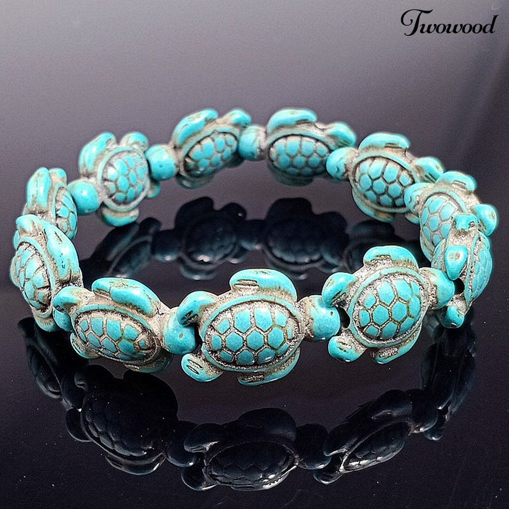 Gelang Bentuk Hewan Kura-Kura Laut Turquoise Tiruan Ramah Lingkungan Gaya Hawaii Untuk Unisex