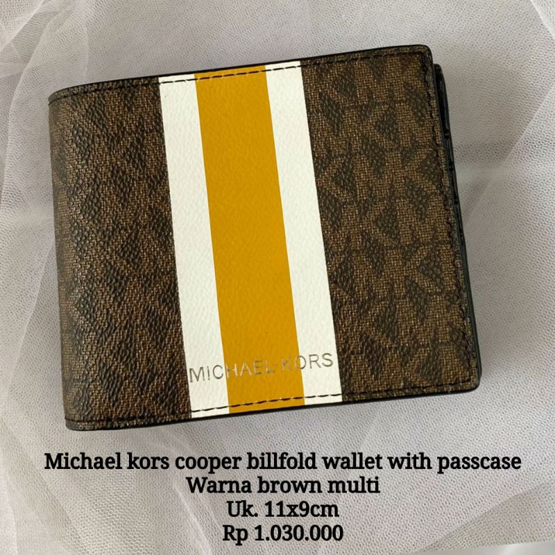 Michael Kors Cooper Bifold Wallet With Passcase brown multi