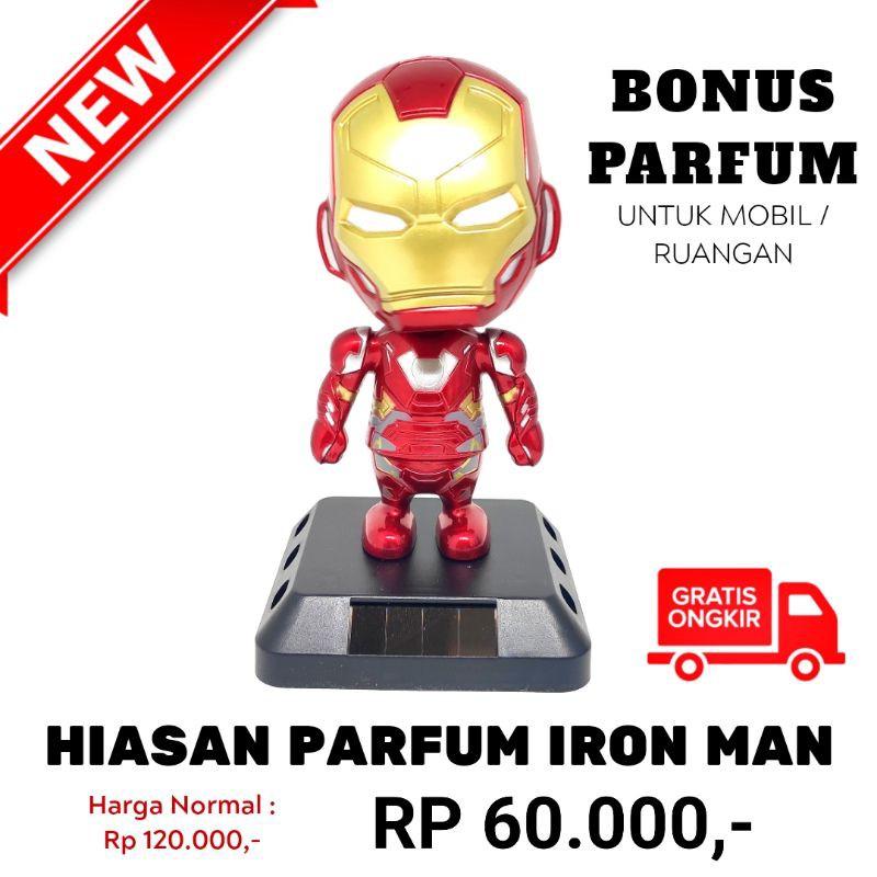 Hiasan Dashboard mobil pajangan ruangan+ Bonus parfum Ironman besar kepala