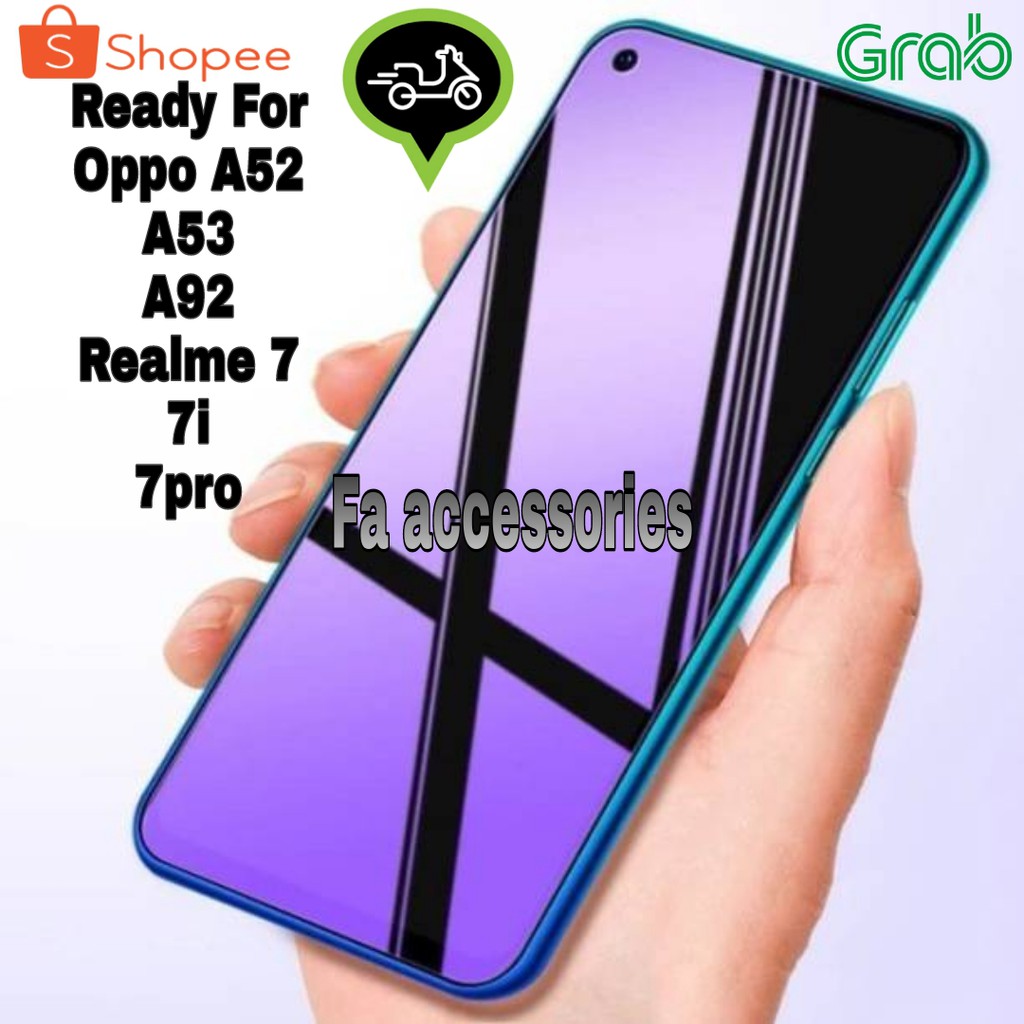 FA Tempered Glass Anti Blue Light Full 10D 99D oppo a52 A53 a92 a78 785G realme 7 7i 7pro 9 10 5G anti radiasi i pro