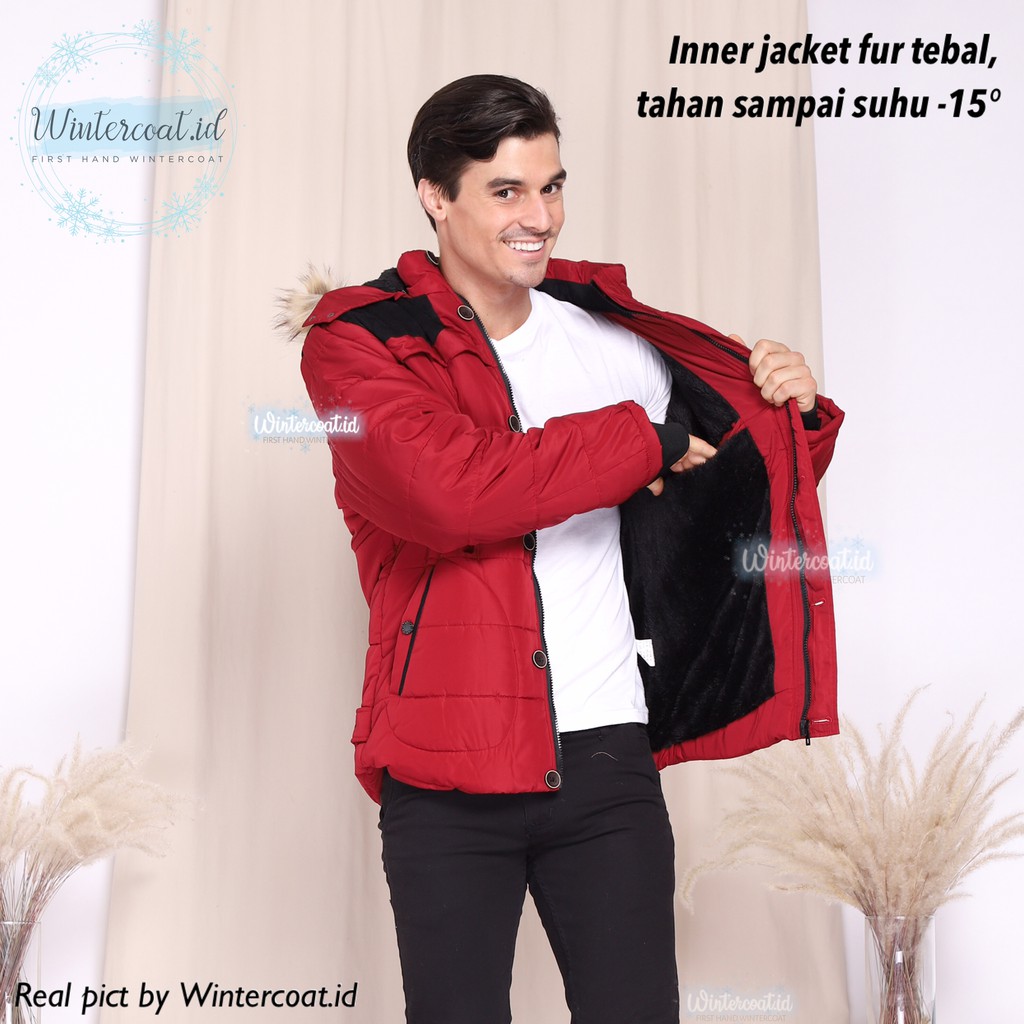 READY INDONESIA LOGAN Men Winter Coat Pria Jacket mantel cowok musim dingin jaket jumbo merah