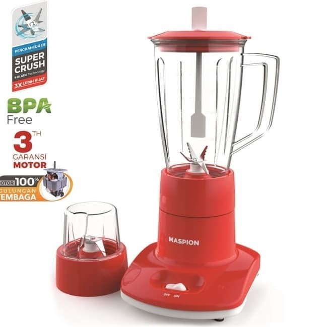 MASPION Blender Plastik 1 Liter - 2in1 2 Tabung MT 1262 PL - Garansi Resmi 1 Tahun