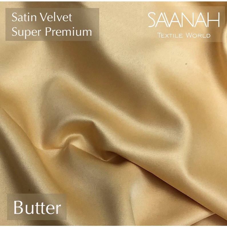 1 meter Kain Satin Velvet SUPER PREMIUM / Sateen Velvet Premium Dress hijab Gamis PASTEL-Butter