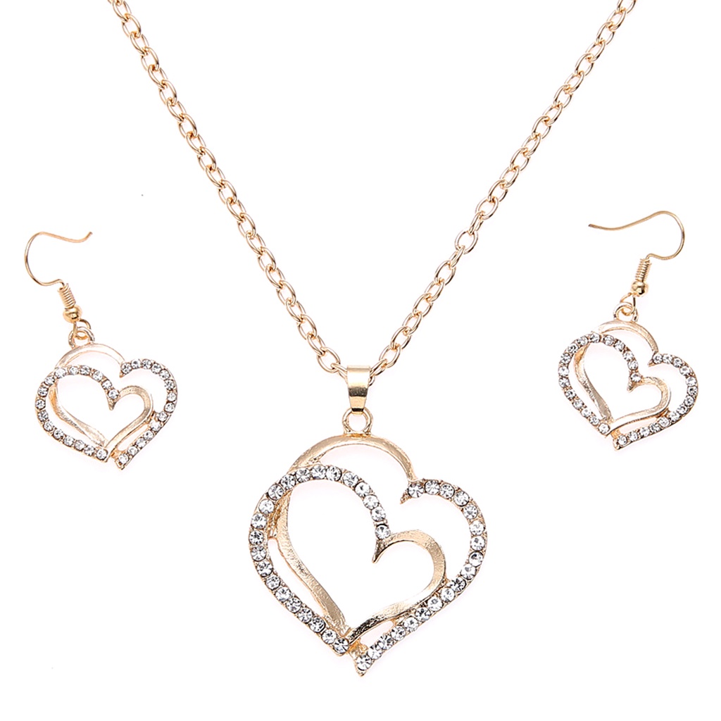 Hu Hu Hu Hu Hu Alat Bantu Pasang Kacamata♡ 1 Set Anting Kait Gantung Wanita Desain Hati Ganda 2 Warna Gaya Musim Panas Untuk Pernikahan