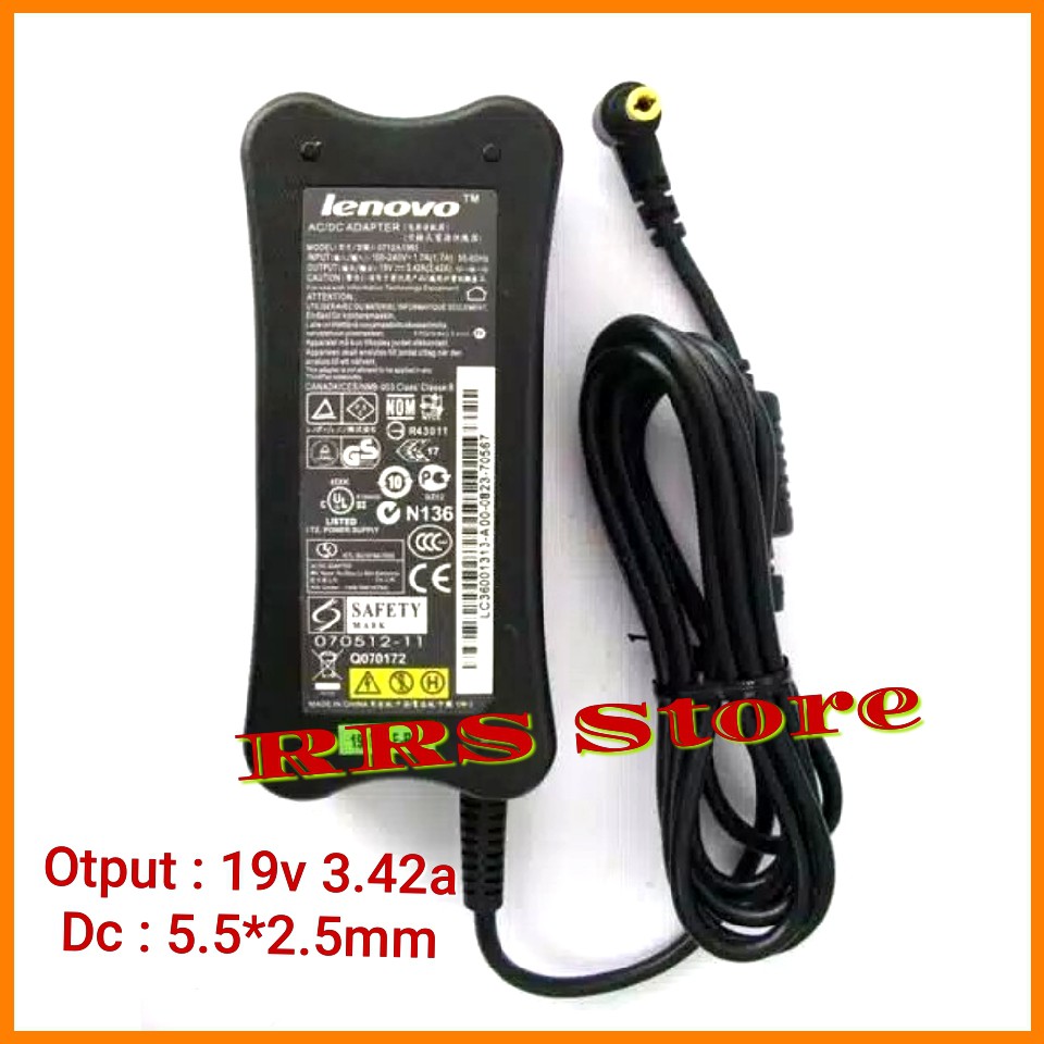 Adaptor  charger Original Lenovo 0712A1965 19V 3.42A DC 5.5X2.5 mm adaptor Lenovo