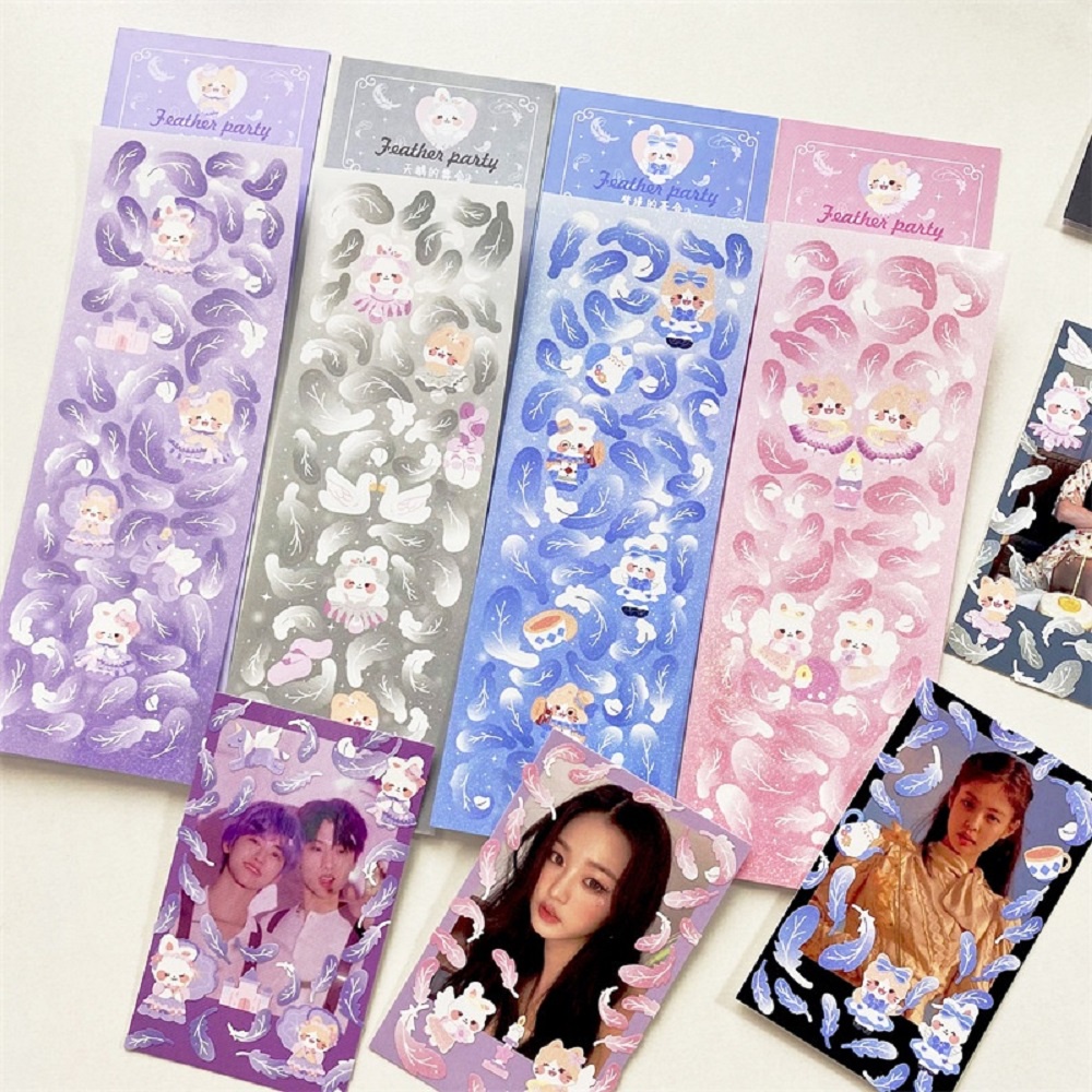 【COD Tangding】Korean Feather Party Ins Photocard Polcos Decorative Material Stickers