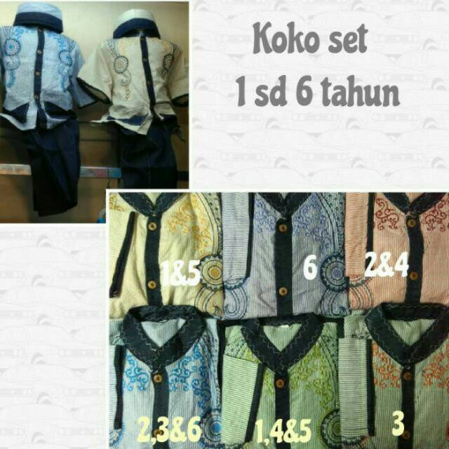 Baju koko bordir Anak ( katun kombinasi denim )