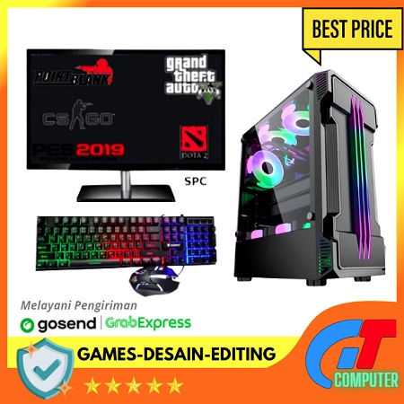 PC Gaming Lengkap i3 12100F Generasi 12 / VGA GTX 750TI 4GB DDR5 / Ram 8GB / SSD / Editing - Gaming