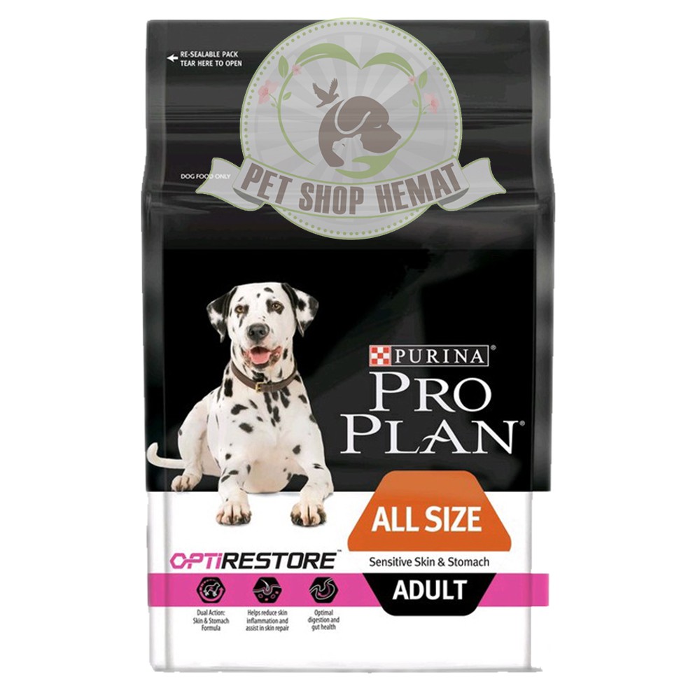 Pro Plan All Size Adult Sensitive Skin &amp; Stomach OptiRestore 12 Kg / Makanan Anjing Proplan 12Kg