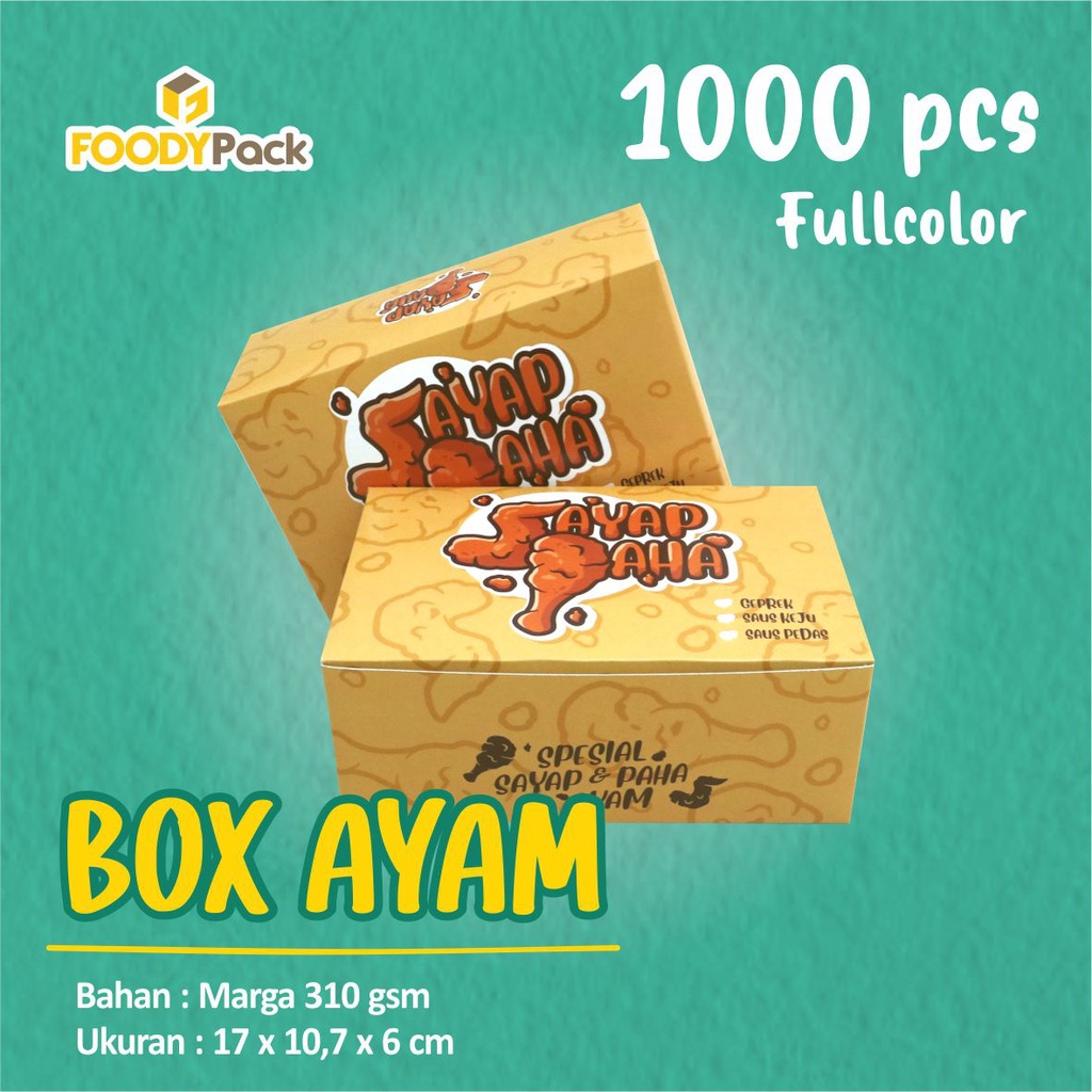 [ PO ±14HARI ] 1.000pcs CETAK FULL WARNA - CUSTOM Dus fried chicken | Box ayam | Kotak nasi ayam | K