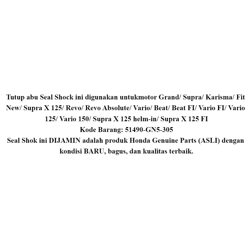 Seal Tutup Abu Sil Debu Shock Honda Vario Beat Fi Scoopy Spacy GN5