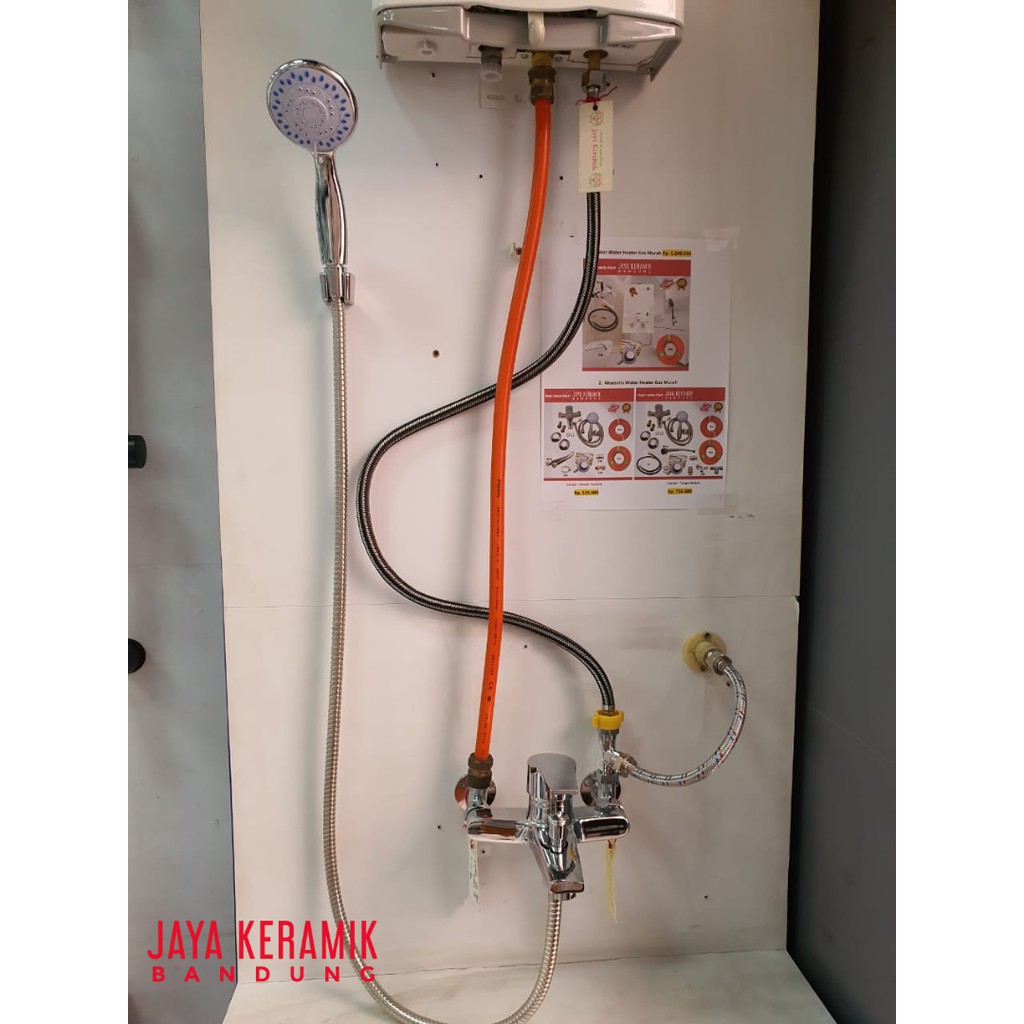 PAKET LENGKAP AKSESORIS WATER HEATER GAS MURAH/INSTALASI TANPA BOBOK