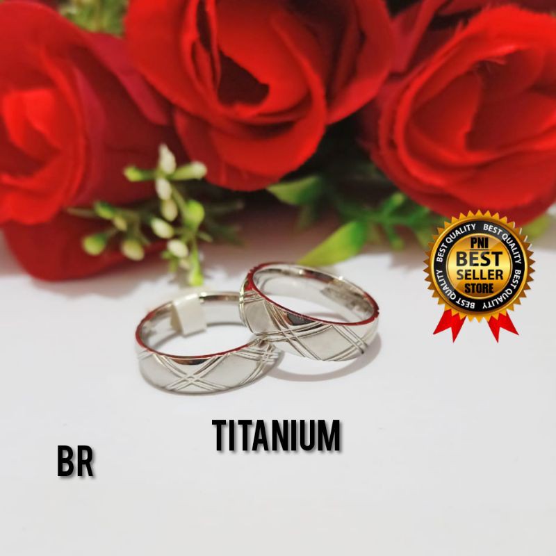 CINCIN COUPLE TITANIUM CINCIN PRIA WANITA LAPIS EMAS 22 K MEWAH