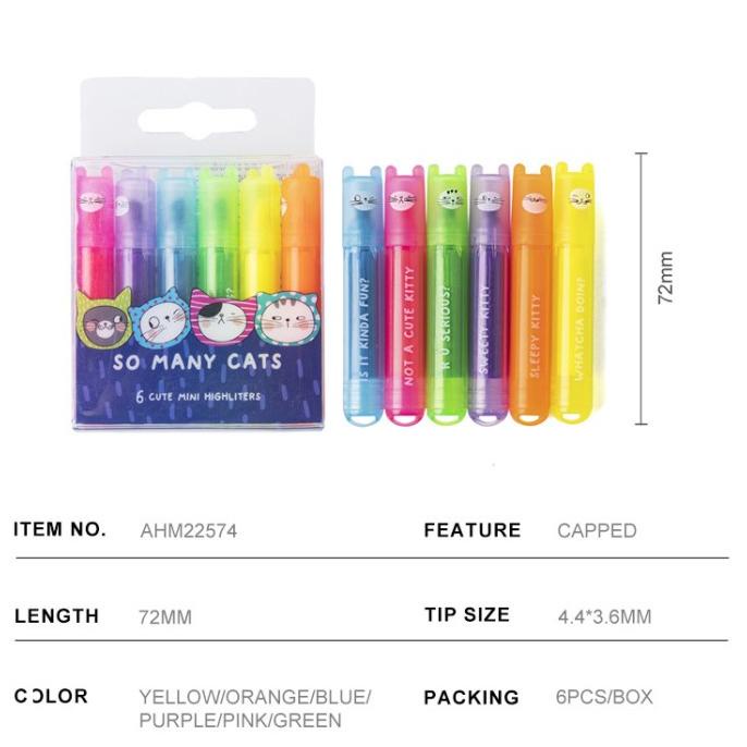 

M&G So Many Cats Mini Stabilo Sets Highlighter Pen Mini Set 6pcs