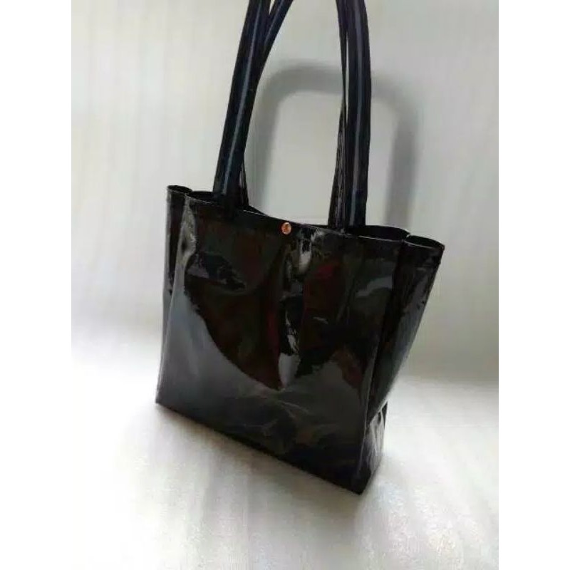 TOTEBAG TRANSPARANT BLACK / TRANSPARANT BAG TOTE BAG PVC / TAS WANITA TAS TRANSPARAN HITAM