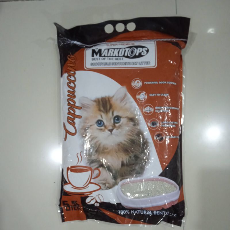 Pasir Kucing Markotops 5,5ltr Pasir Wangi Gumpal - Cappucino