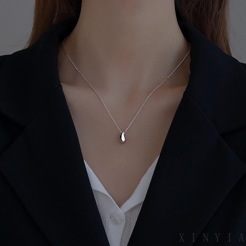 Xia.id Kalung Rantai Clavicle Simple Desain Tetesan Air Untuk Wanita