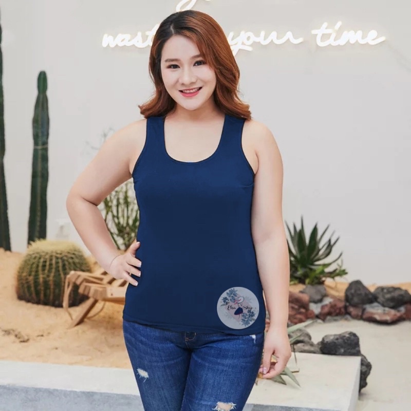 Singlet Wanita Jumbo / XXL / Tanktop Cewek Tali Lebar XXL-Navy