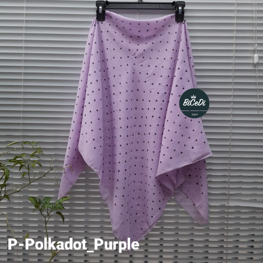 Jilbab / kerudung segi empat polkadot polos motif simple