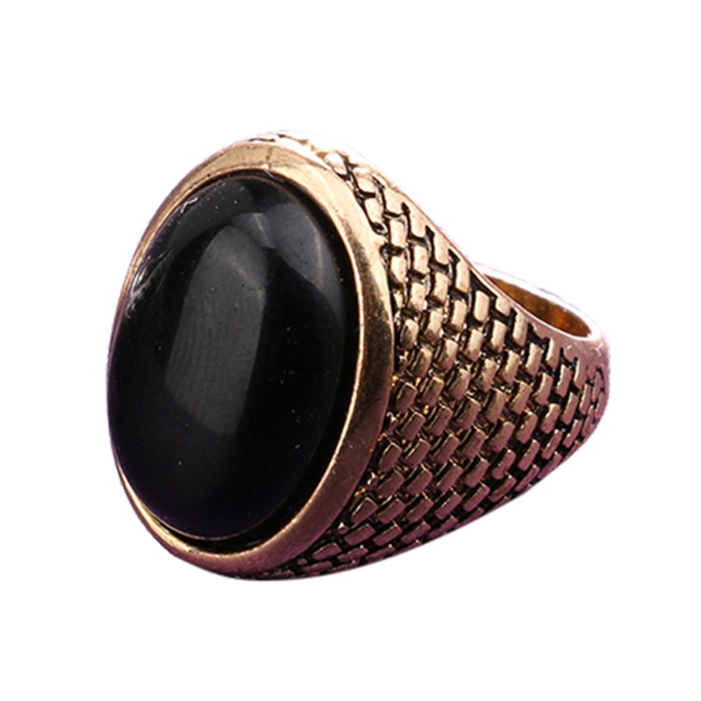 Hu Hu Hu Hu Hu Alat Bantu Pasang Kacamata♡ Cincin Batu Permata Imitasi Bentuk Oval Besar Gaya Vintage Punk Gothic Untuk Pria