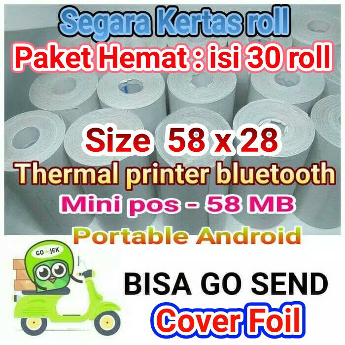 

Promo kertas kasir thermal mini printer 58 x 30 Murah