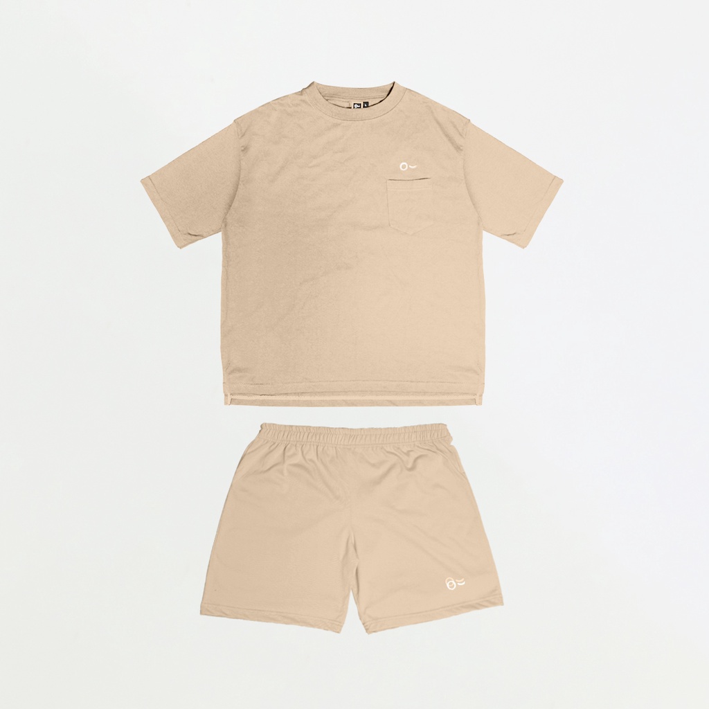 JOHNJILL - Kaos Oversize Short Sleeve Saku &amp; Short Pants - Basic Set_