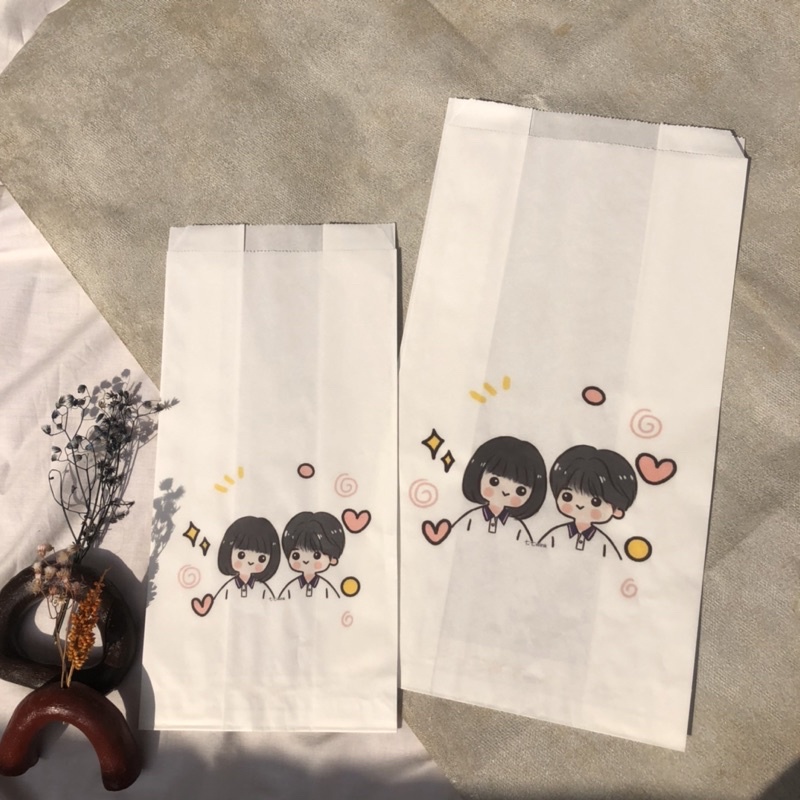 

Packaging amplop putih paperbag aesthetic vintage motif cute lover