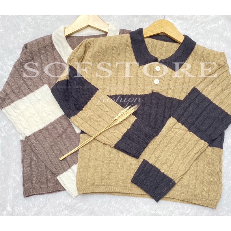 Nayara Sweater Cable Crop Top Rajut Premium Knit / Atasan wanita premium Tebal