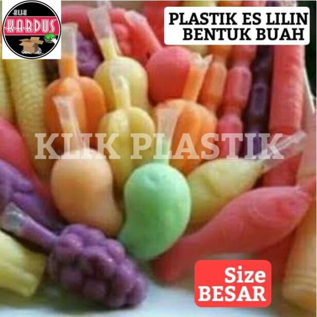 100 PCS PLASTIK ES LILIN BESAR BENTUK BUAH/KEMASAN PUDING PUDOT ES JUS