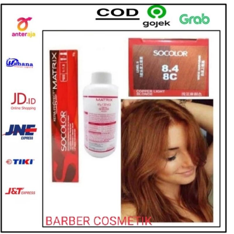 cat rambut matrix socolor 8.4 / 8C + oxidant, pewarna rambut
