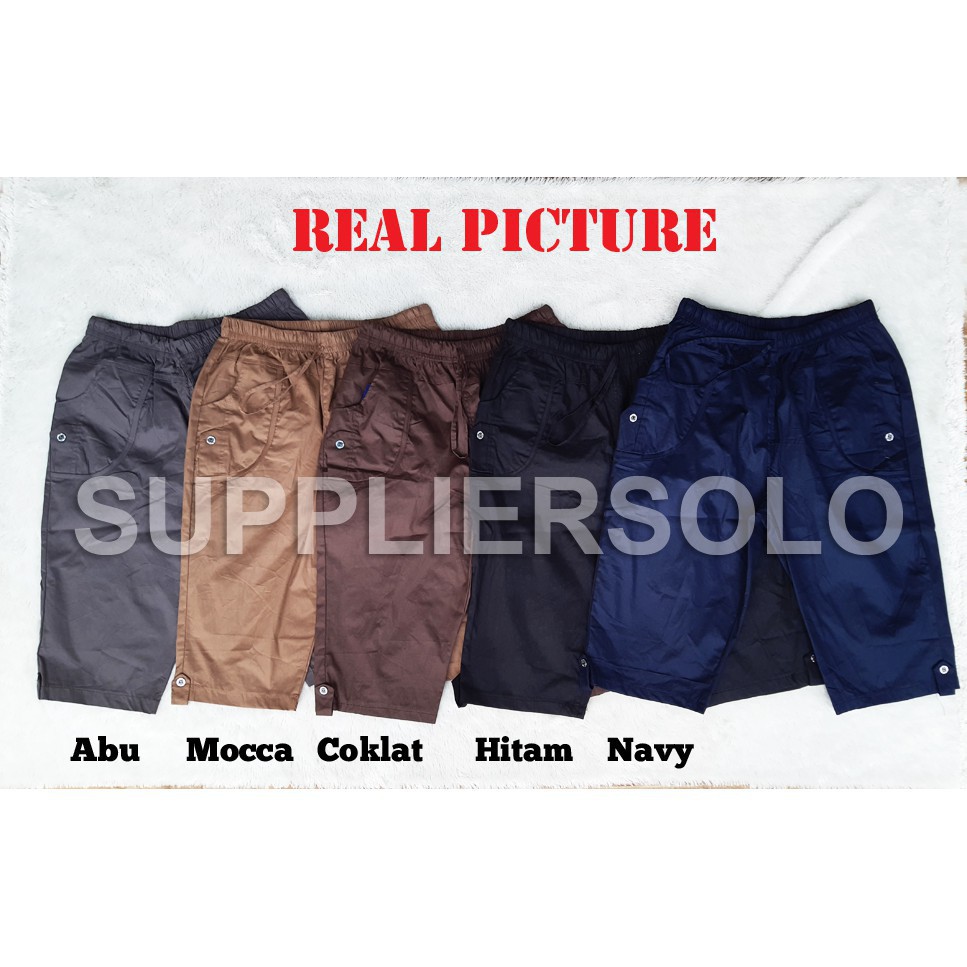 Celana Harem Pendek 7/8 L XL Jumbo Wanita Bahan Katun Strecth Melar