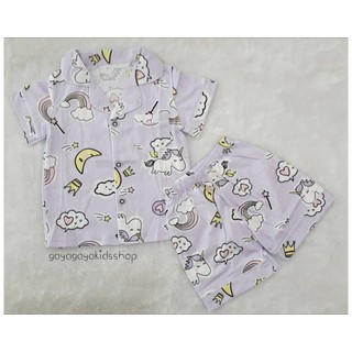  Baju  tidur anak  cewek PURPLE UNICORN PYJAMAS nyaman import 