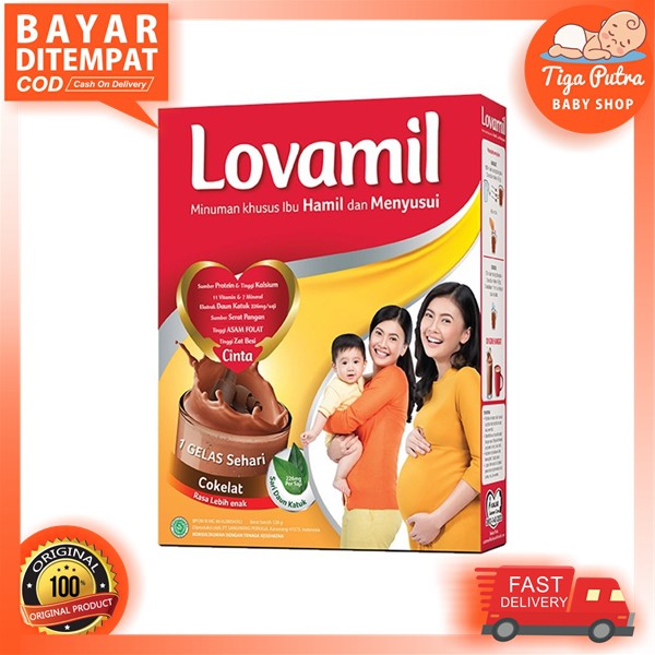Lovamil Susu Ibu Hamil Menyusui 120 gr Coklat Vanila Kacang Hijau Stroberi