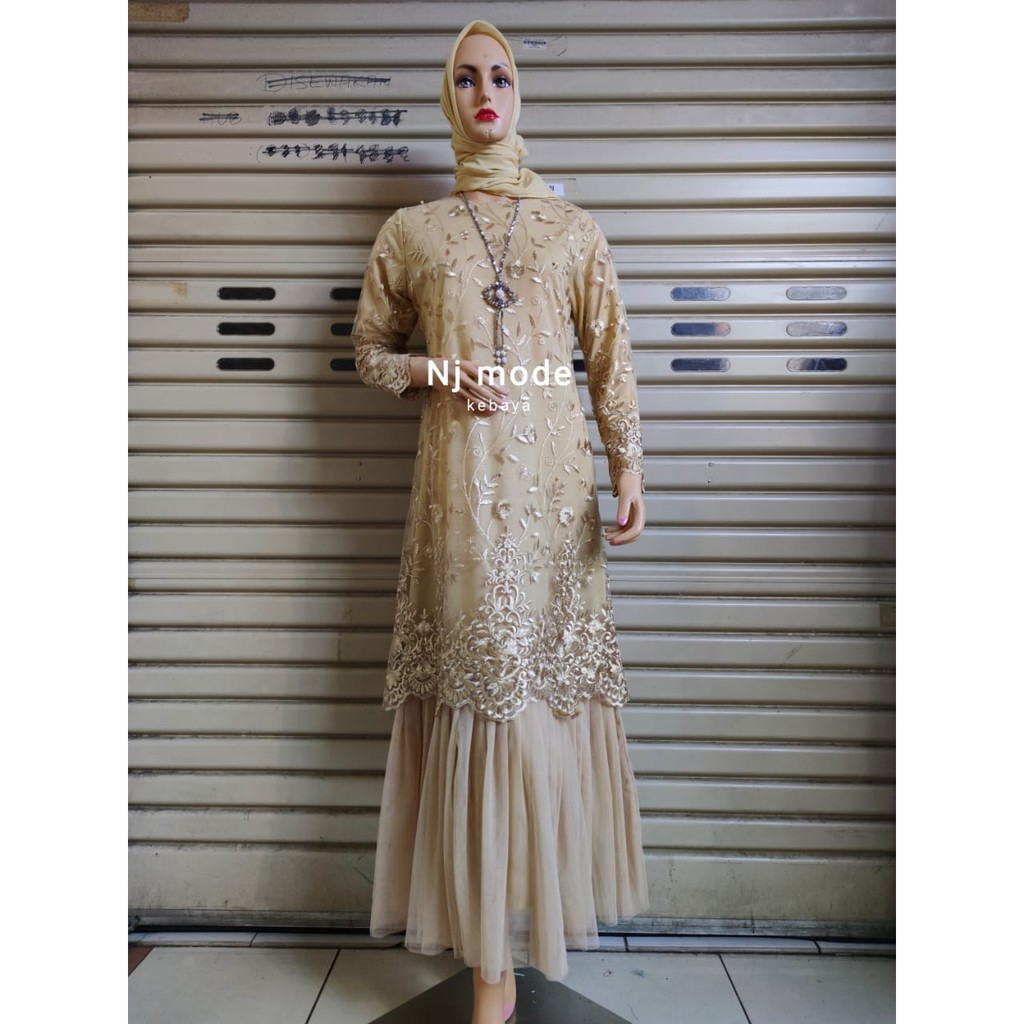 LONG GAMIS TULLE MUTIARA BORDIR TUTU / GAMIS TUTU / GAMIS PESTA