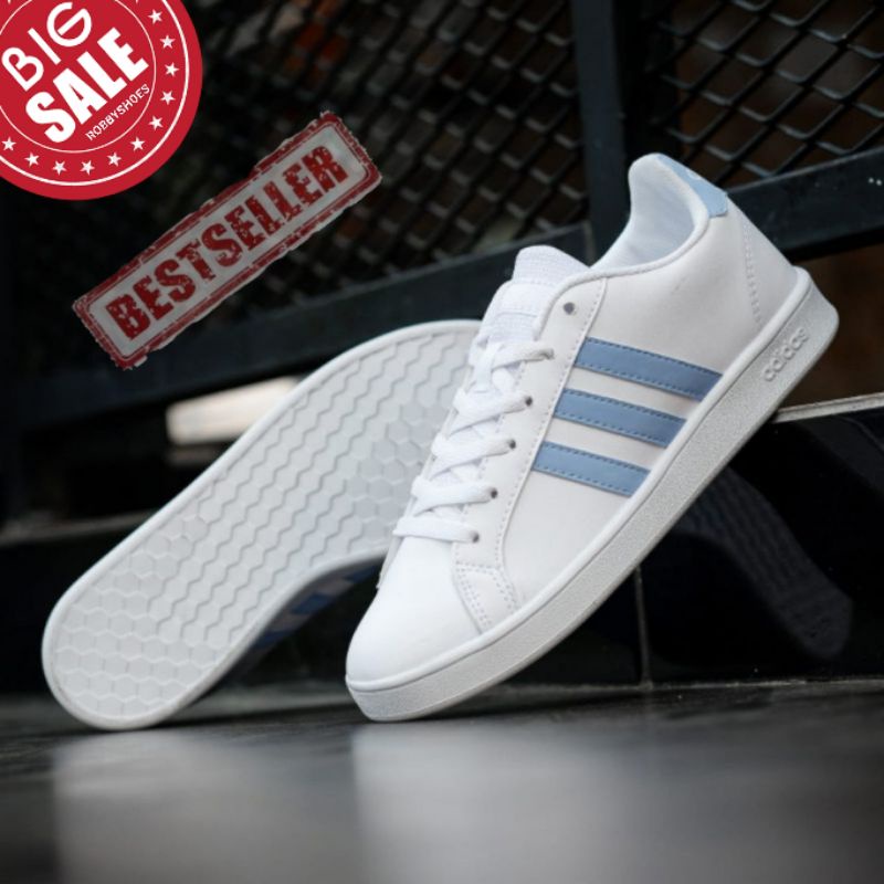 Adidas Grand Court White Baby Blue Original OEM Sneakers Wanita / Sepatu Sneaker Wanita