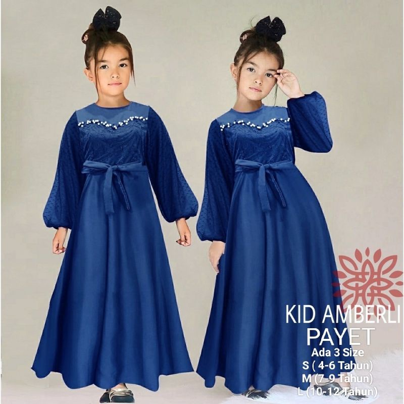 COD☑️PAKAIAN GAMIS ANAK TERBARU/MAXI AMBERLI KIDS/MATT MOSCREPE MIX BROKAT/3 UKURAN S-M-L/PAKAIAN MUSLIM ANAK/FASHION GAMIS ANAK/GOOD QUALITY