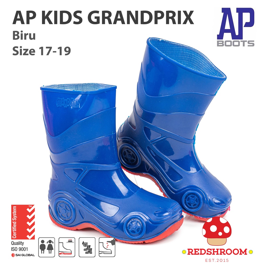 Sepatu Boot Anak AP KIDS GRANDPRIX BU3237 Biru Motif Mobil