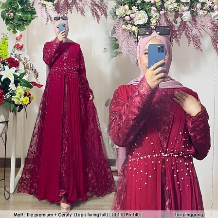 Baju Pesta Gamis Jumbo Brukat Wanita Muslimah Kondangan Mewah Elegan Trand Modern Terbaru 2022 Dress