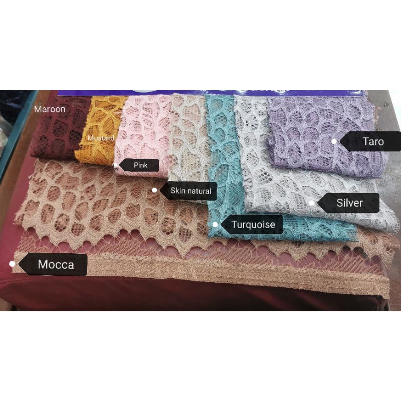 kain brokat/kain broklat/kain brukat/lace motif honey comb. murah