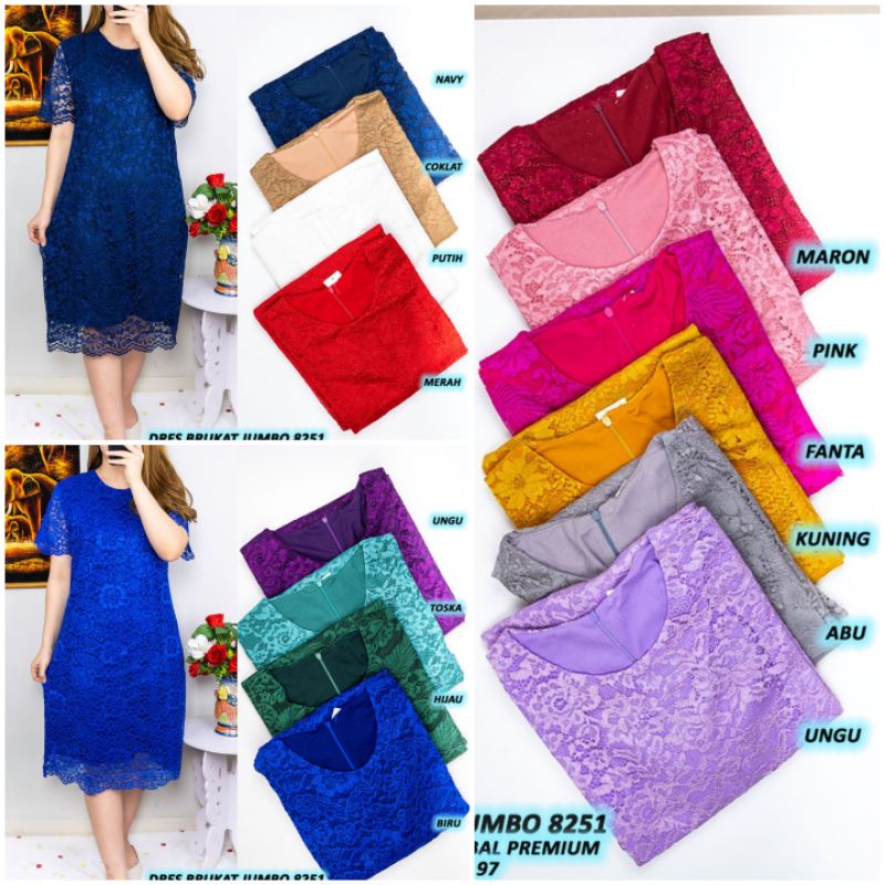 Dress Party Brukat JUMBO/ld 110 (ada 14 warna)