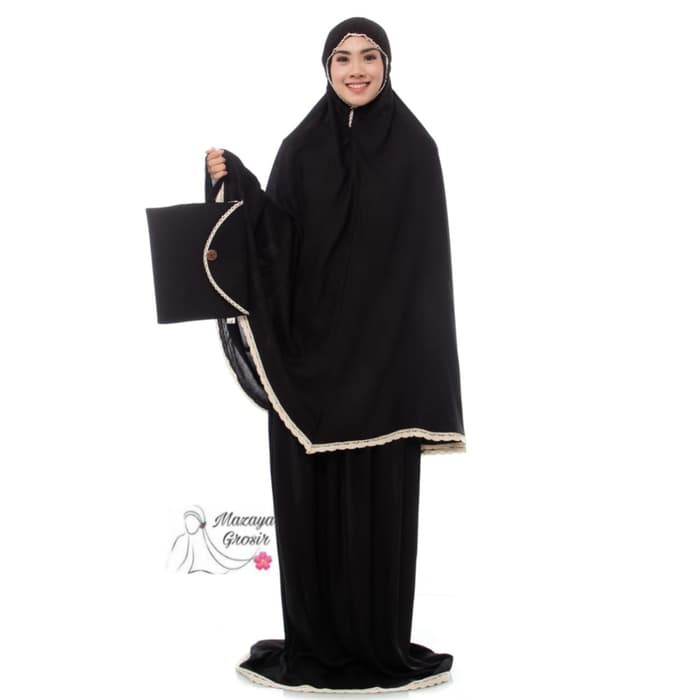 Mukena Remaja Trendy Prancis Cantik By Lhestarhishops Muken Zs747 Rayon Polos Hitam Renda Shopee Indonesia