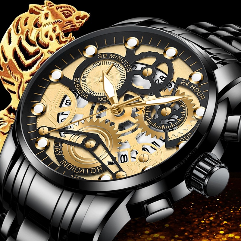 【Garansi 1 Tahun】Jam Tangan Pria Anti Air Aokeyo 4088 Original Luxury Stainless Steel+Free Gift Box+Watch Adjuster