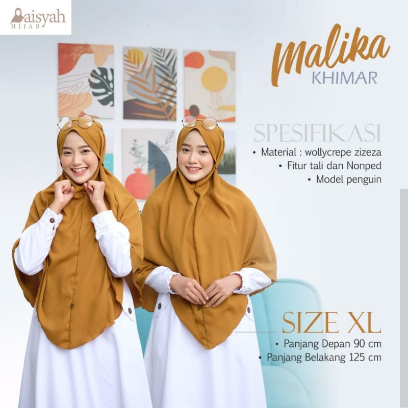 Khimar Malika size L, XL, XXL | khimar syar'i | non ped | bahan wollycrepe premium |