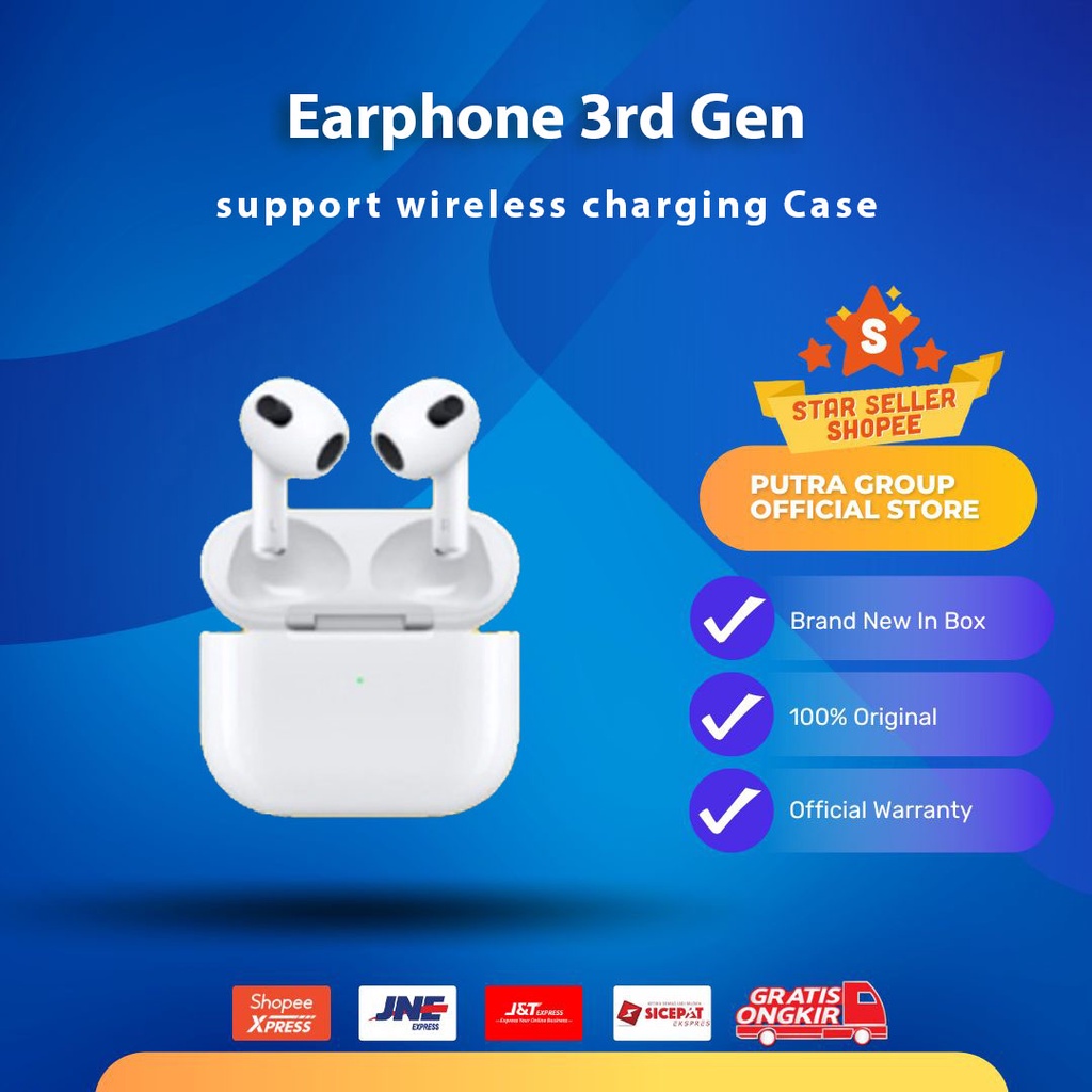 Airpdddss Earphone 3 3rd Gen Wireless Charging Case with Spatial Audio