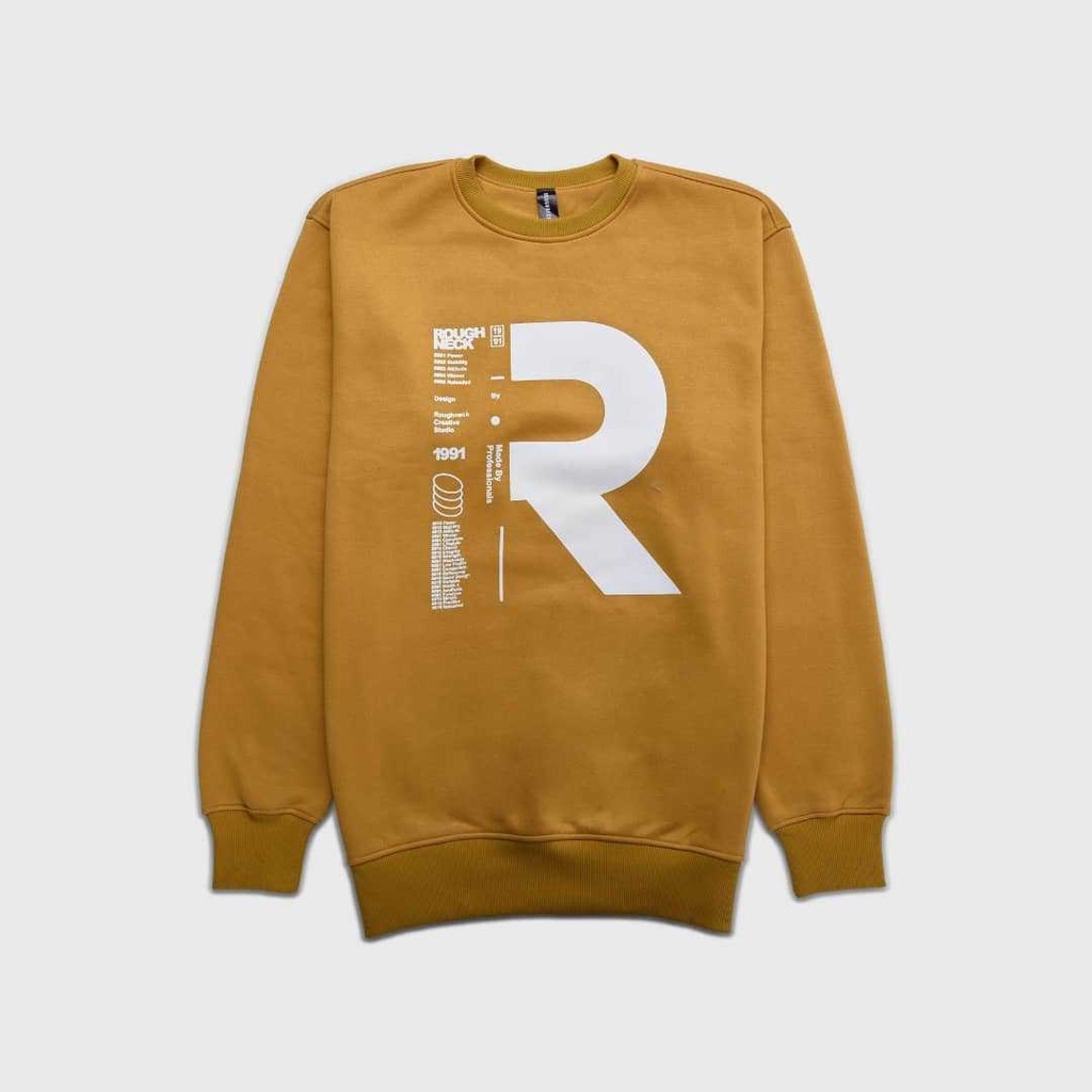 SWEATSHIRT ROUGHNECK TAG SABLON LOGO 'R' FULL LABEL PRIA DAN WANITA PREMIUM | ROUGHNECK 1991 LOGO R HITAM | CREWNECK ROUGHNECK R HITAM MURAH