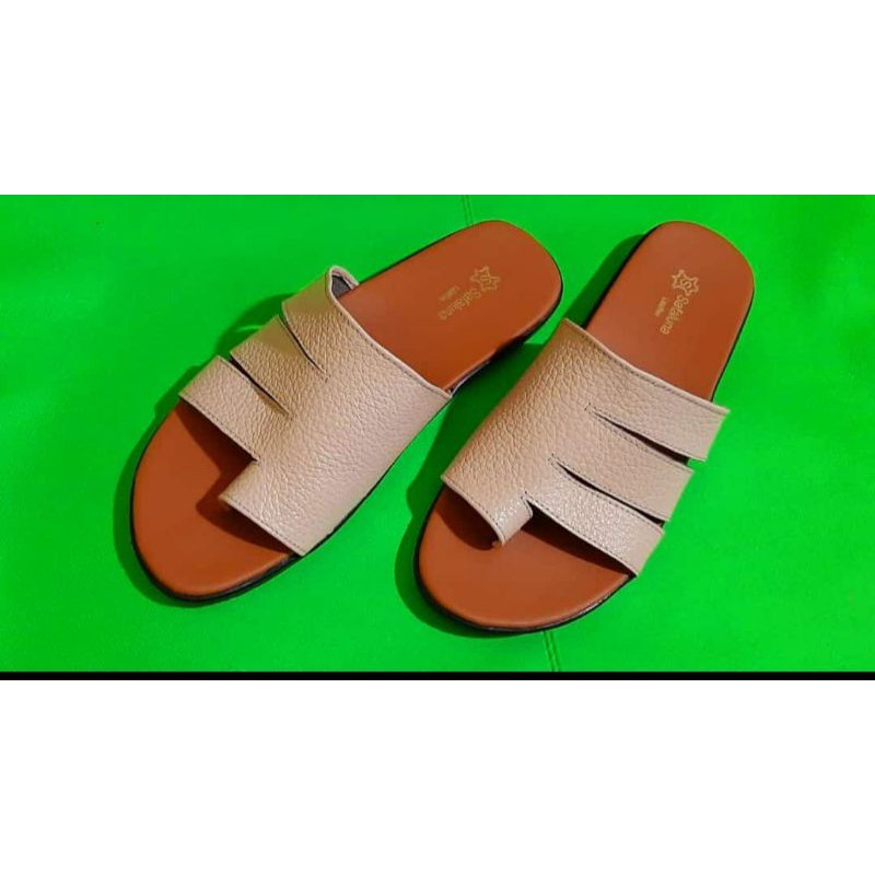 sandal kulit motif jempol bk kulit sapi